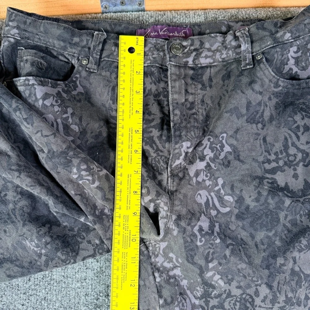 Gloria Vanderbilt Amanda Straight Leg Jeans Women 12 29x34 Gray Damask High Rise